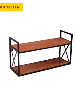 Wooden Wall Rack with Iron Frame